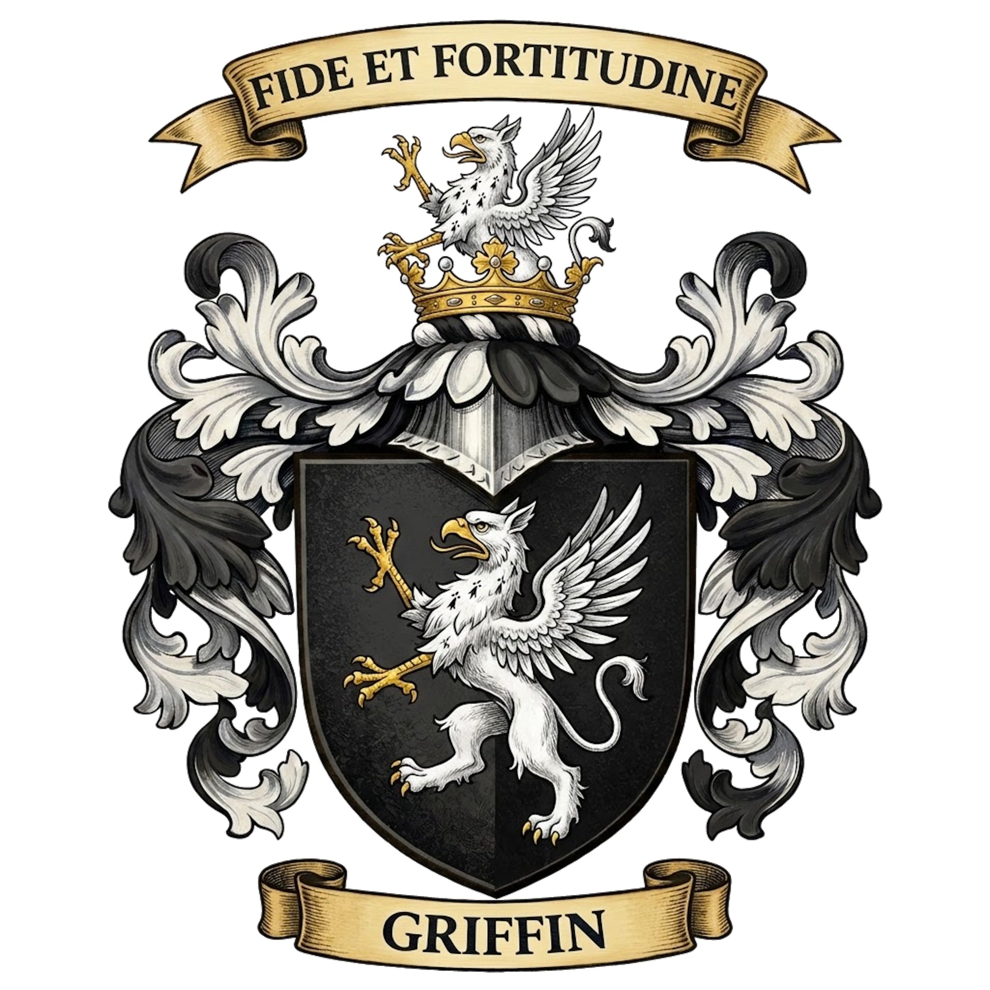 The Griffin Family Coat of Arms digital download: Includes Color PNG, B&W PNG, and SVG vector files