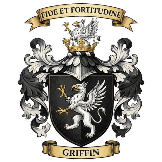 The Griffin Family Coat of Arms digital download: Includes Color PNG, B&W PNG, and SVG vector files