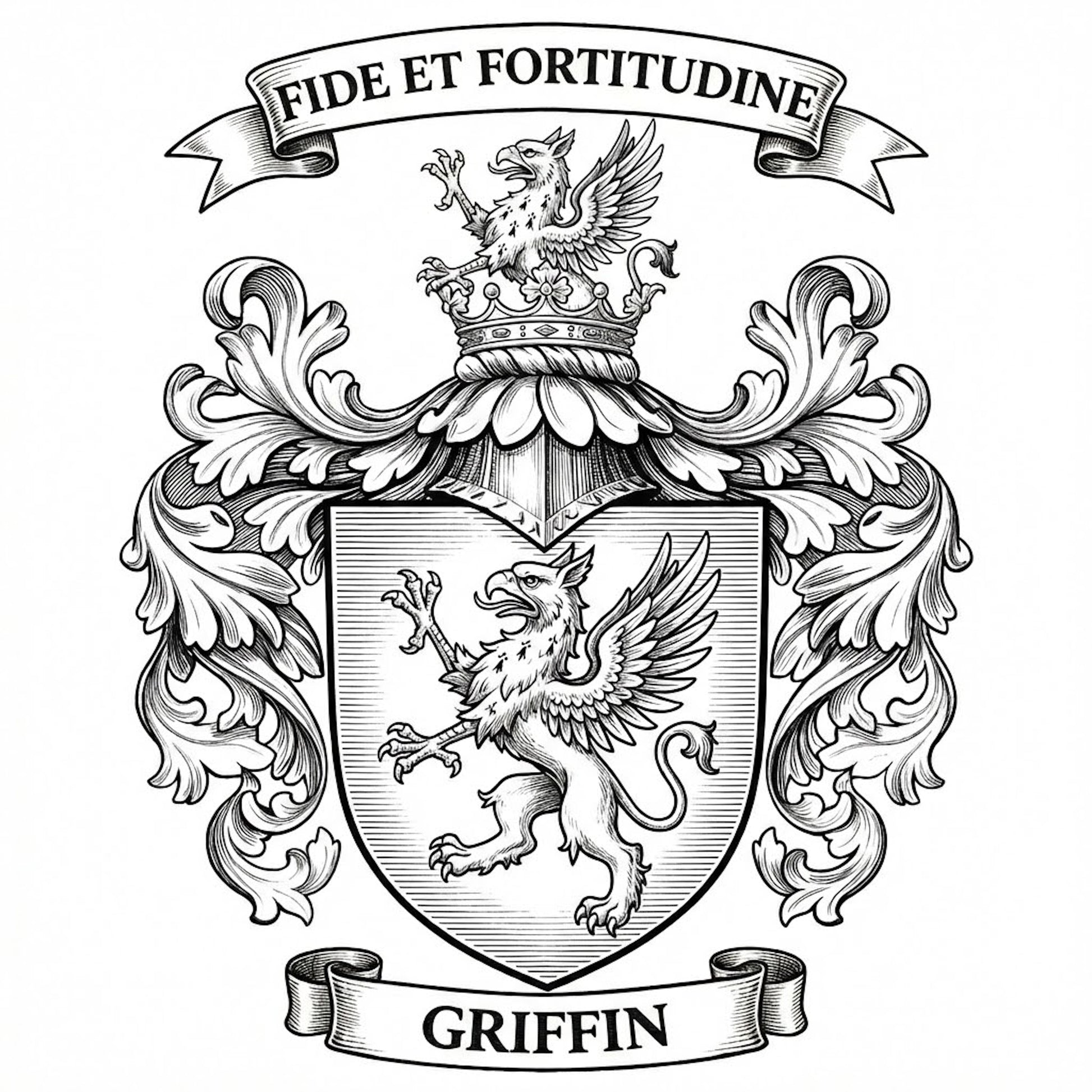 The Griffin Family Coat of Arms digital download: Includes Color PNG, B&W PNG, and SVG vector files