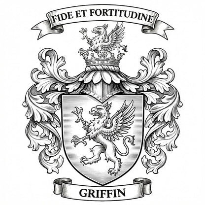 The Griffin Family Coat of Arms digital download: Includes Color PNG, B&W PNG, and SVG vector files