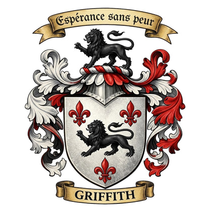 The Griffith Family Coat of Arms digital download: Includes Color PNG, B&W PNG, and SVG vector files