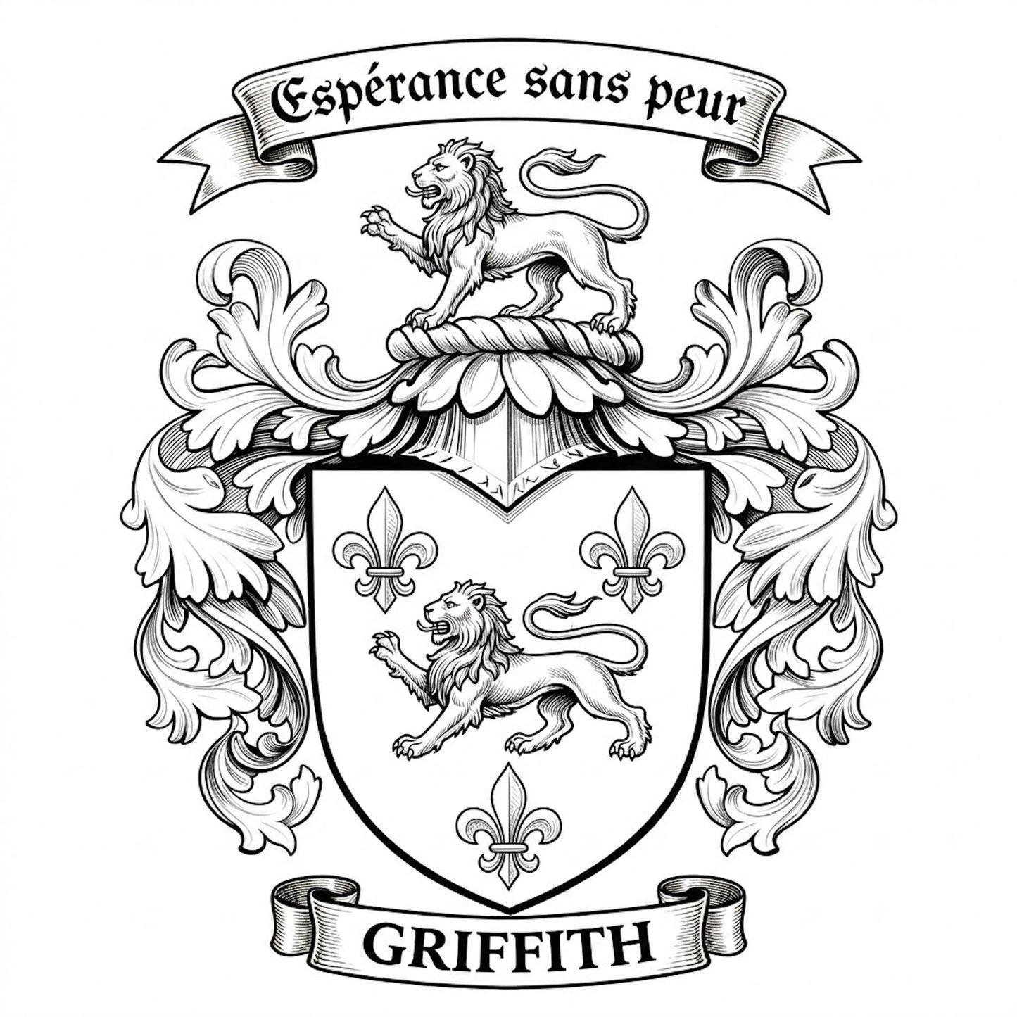 The Griffith Family Coat of Arms digital download: Includes Color PNG, B&W PNG, and SVG vector files