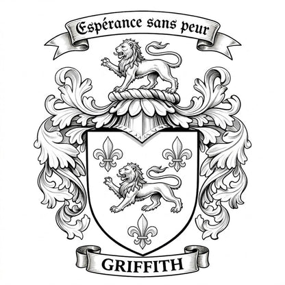 The Griffith Family Coat of Arms digital download: Includes Color PNG, B&W PNG, and SVG vector files