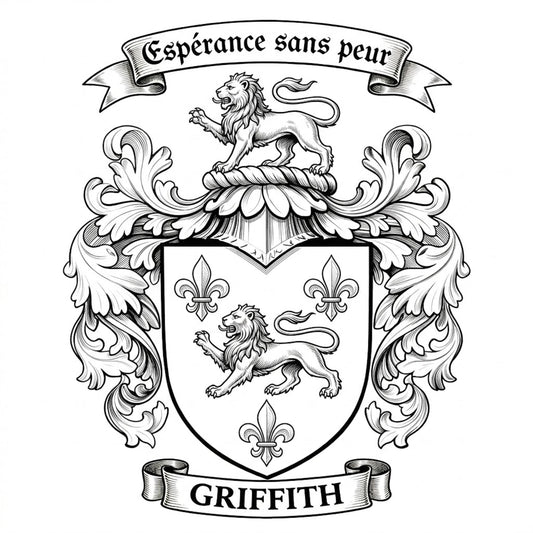 The Griffith Family Coat of Arms digital download: Includes Color PNG, B&W PNG, and SVG vector files