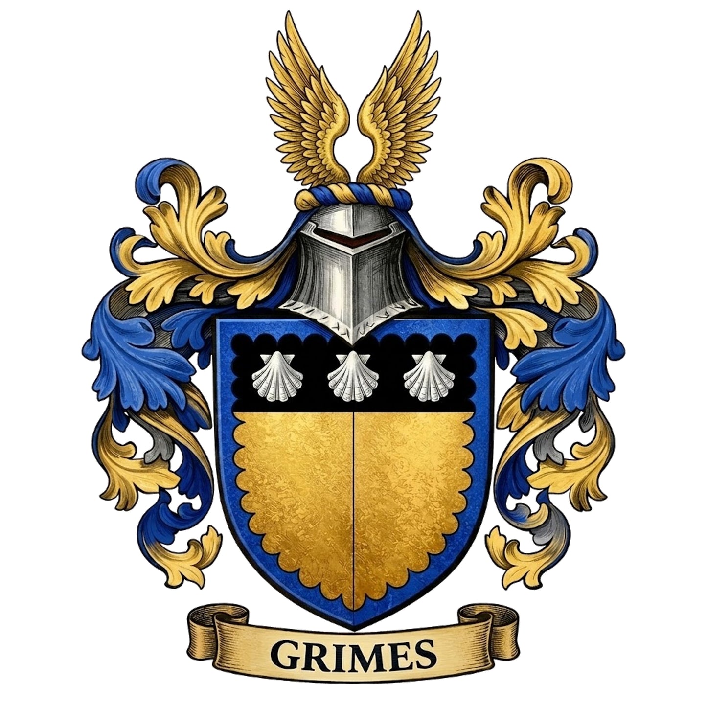 The Grimes Family Coat of Arms digital download: Includes Color PNG, B&W PNG, and SVG vector files