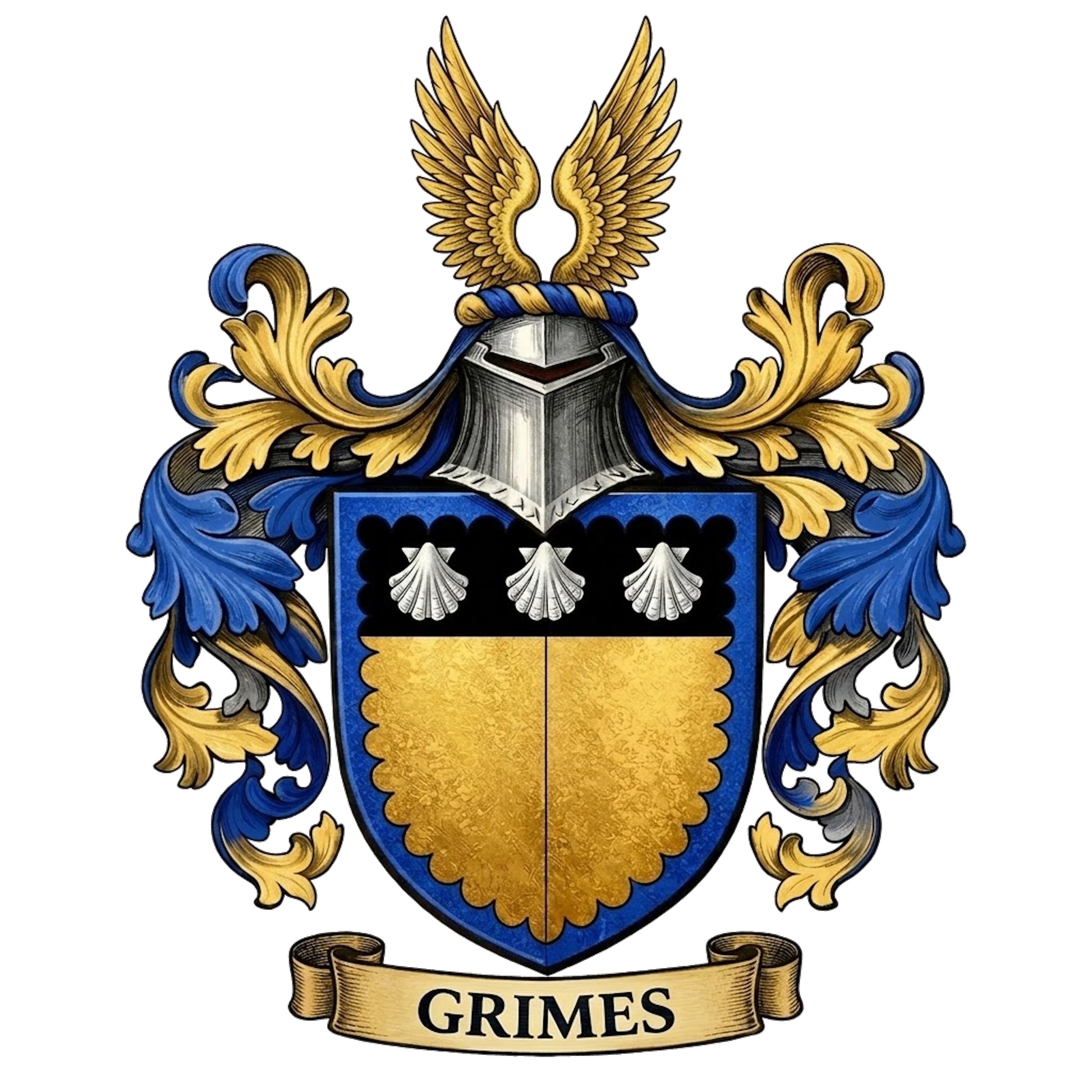 The Grimes Family Coat of Arms digital download: Includes Color PNG, B&W PNG, and SVG vector files