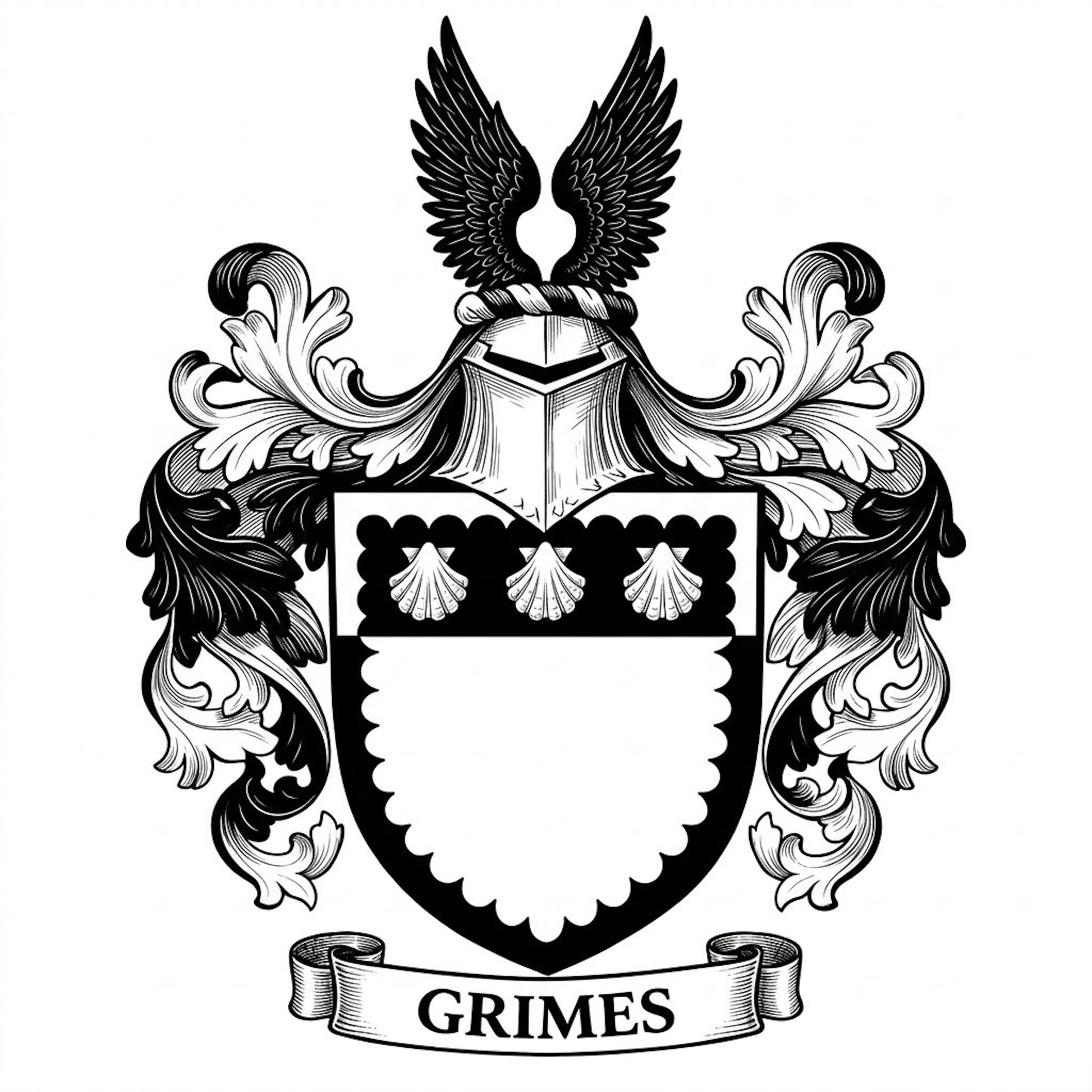 The Grimes Family Coat of Arms digital download: Includes Color PNG, B&W PNG, and SVG vector files