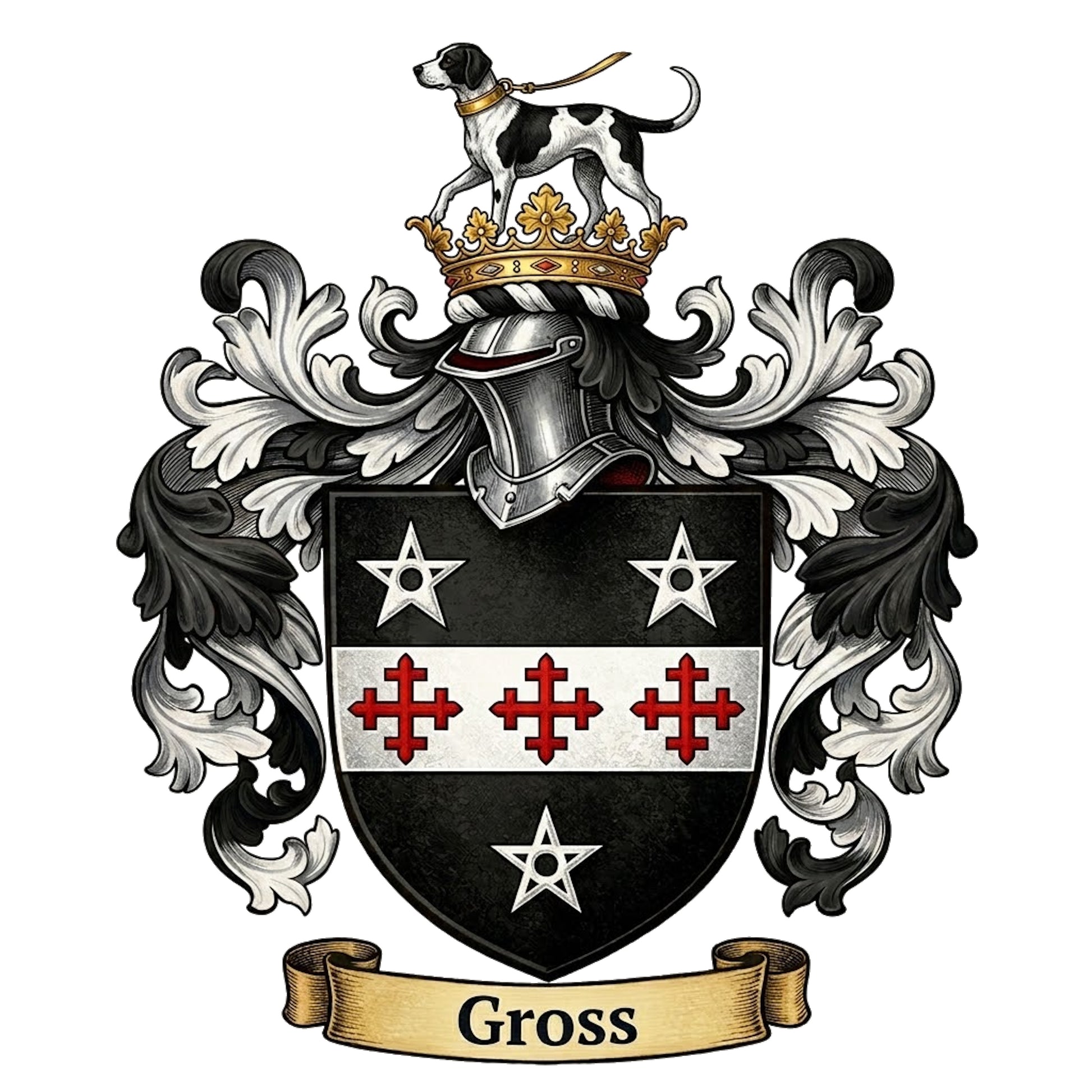 The Gross Family Coat of Arms digital download: Includes Color PNG, B&W PNG, and SVG vector files