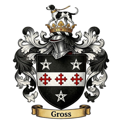 The Gross Family Coat of Arms digital download: Includes Color PNG, B&W PNG, and SVG vector files