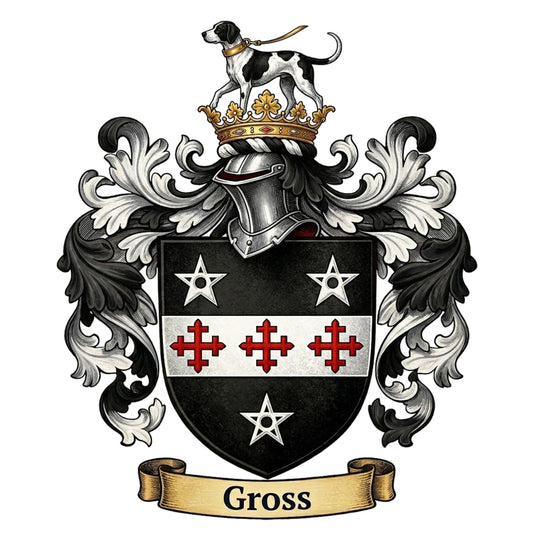 The Gross Family Coat of Arms digital download: Includes Color PNG, B&W PNG, and SVG vector files