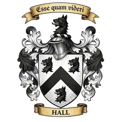 The Hall Family Coat of Arms digital download: Includes Color PNG, B&W PNG, and SVG vector files