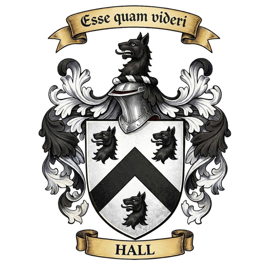 The Hall Family Coat of Arms digital download: Includes Color PNG, B&W PNG, and SVG vector files
