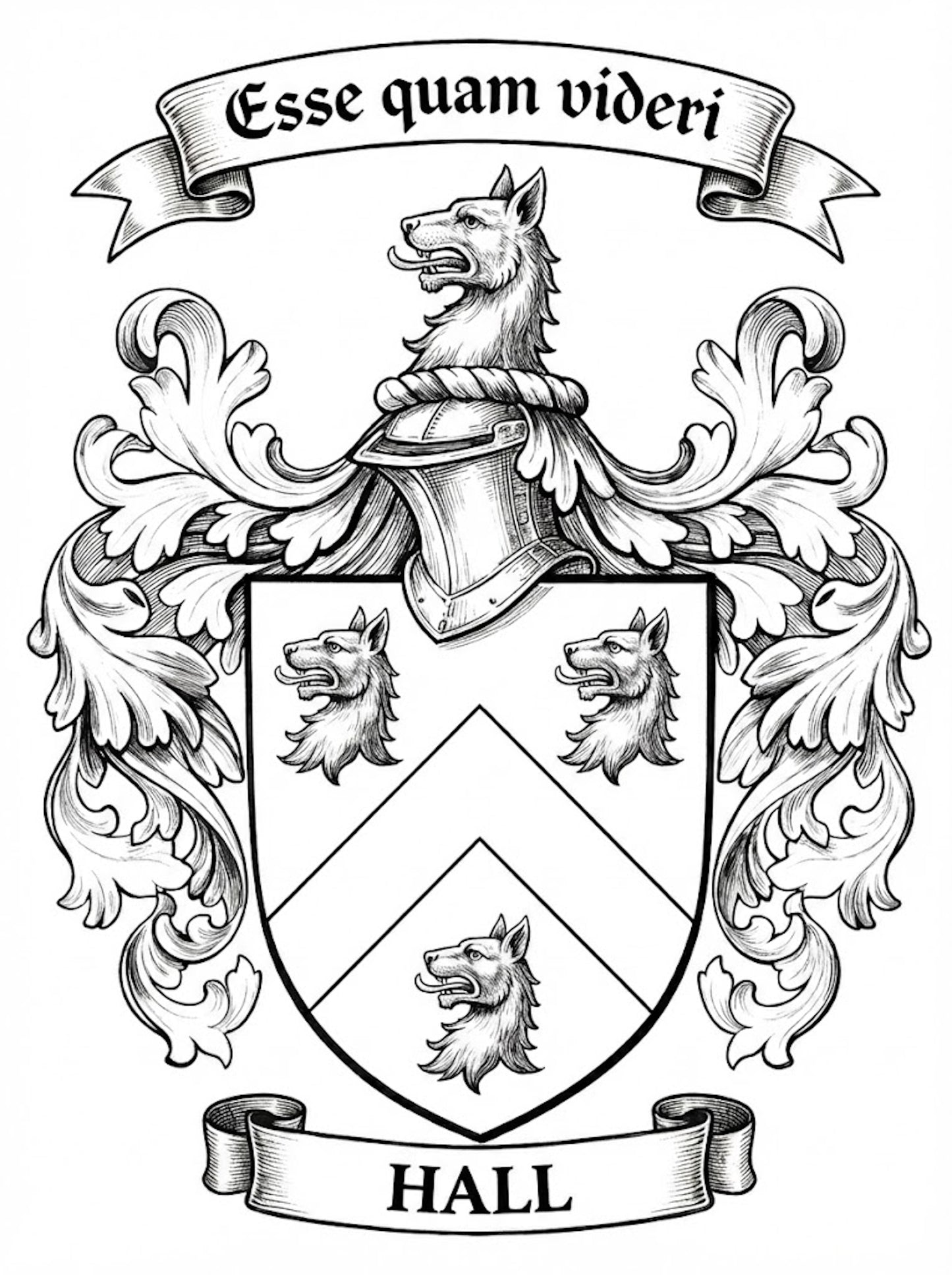 The Hall Family Coat of Arms digital download: Includes Color PNG, B&W PNG, and SVG vector files
