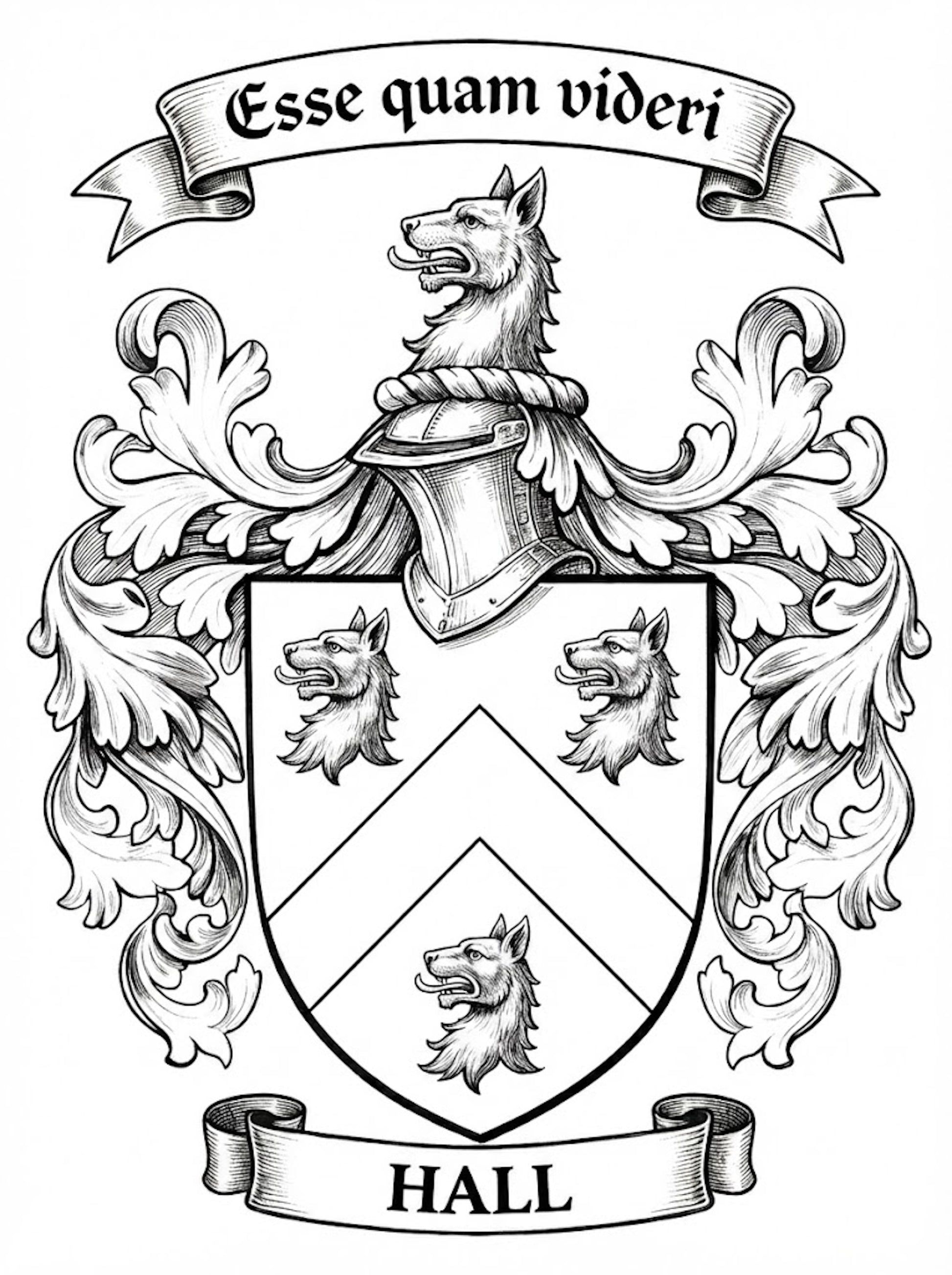 The Hall Family Coat of Arms digital download: Includes Color PNG, B&W PNG, and SVG vector files