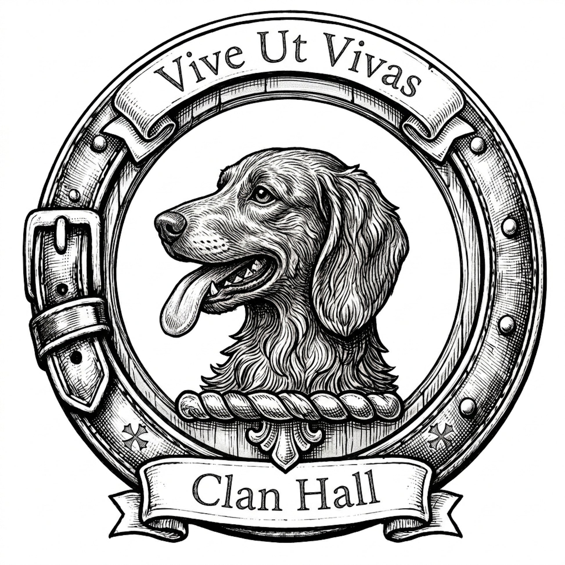 Clan Hall Crest digital download: Includes Color PNG, B&W PNG, and SVG vector files
