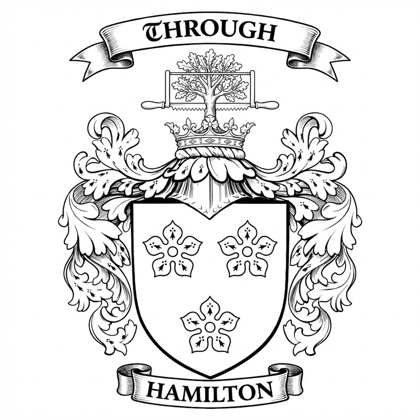 The Hamilton Family Coat of Arms digital download: Includes Color PNG, B&W PNG, and SVG vector files