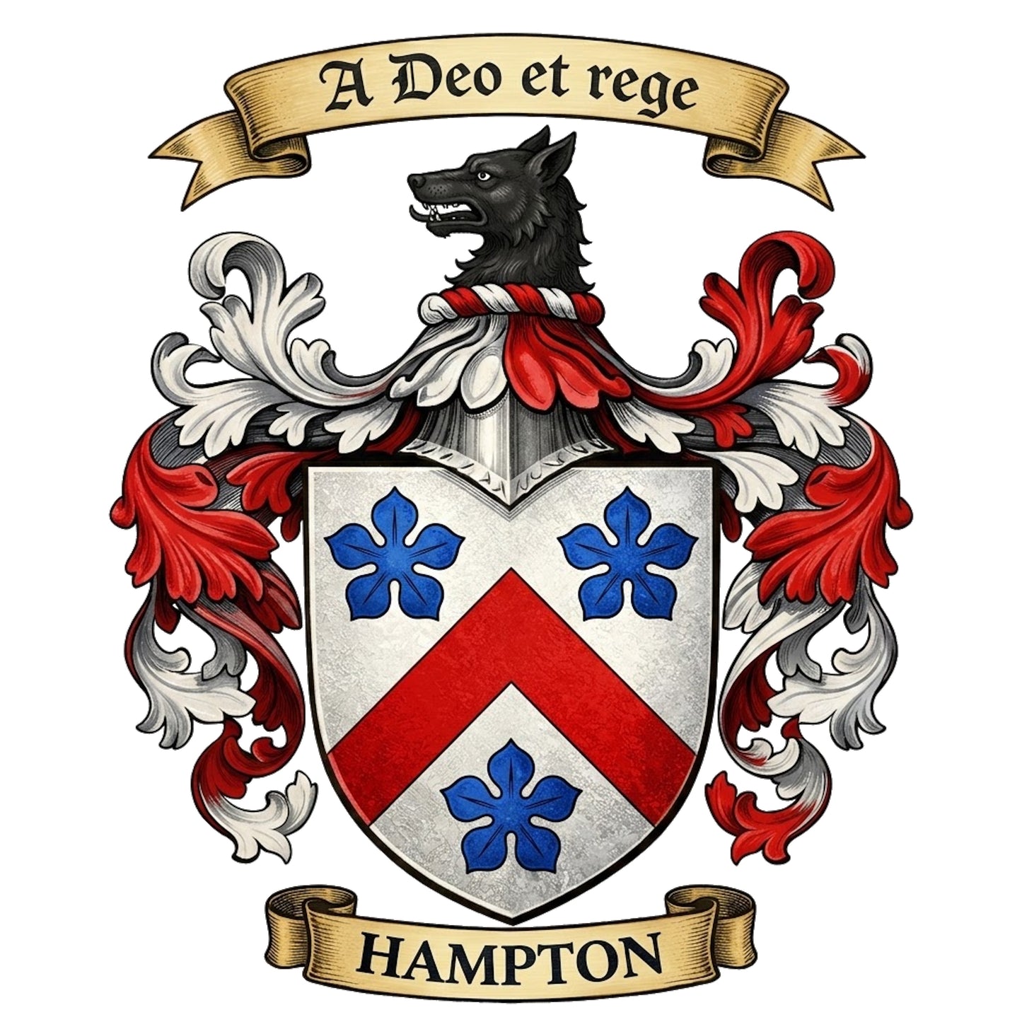The Hampton Family Coat of Arms digital download: Includes Color PNG, B&W PNG, and SVG vector files