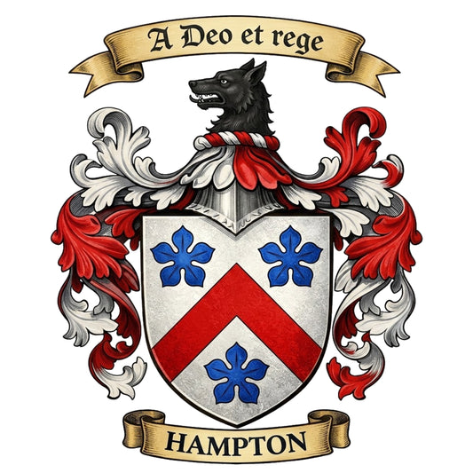 The Hampton Family Coat of Arms digital download: Includes Color PNG, B&W PNG, and SVG vector files