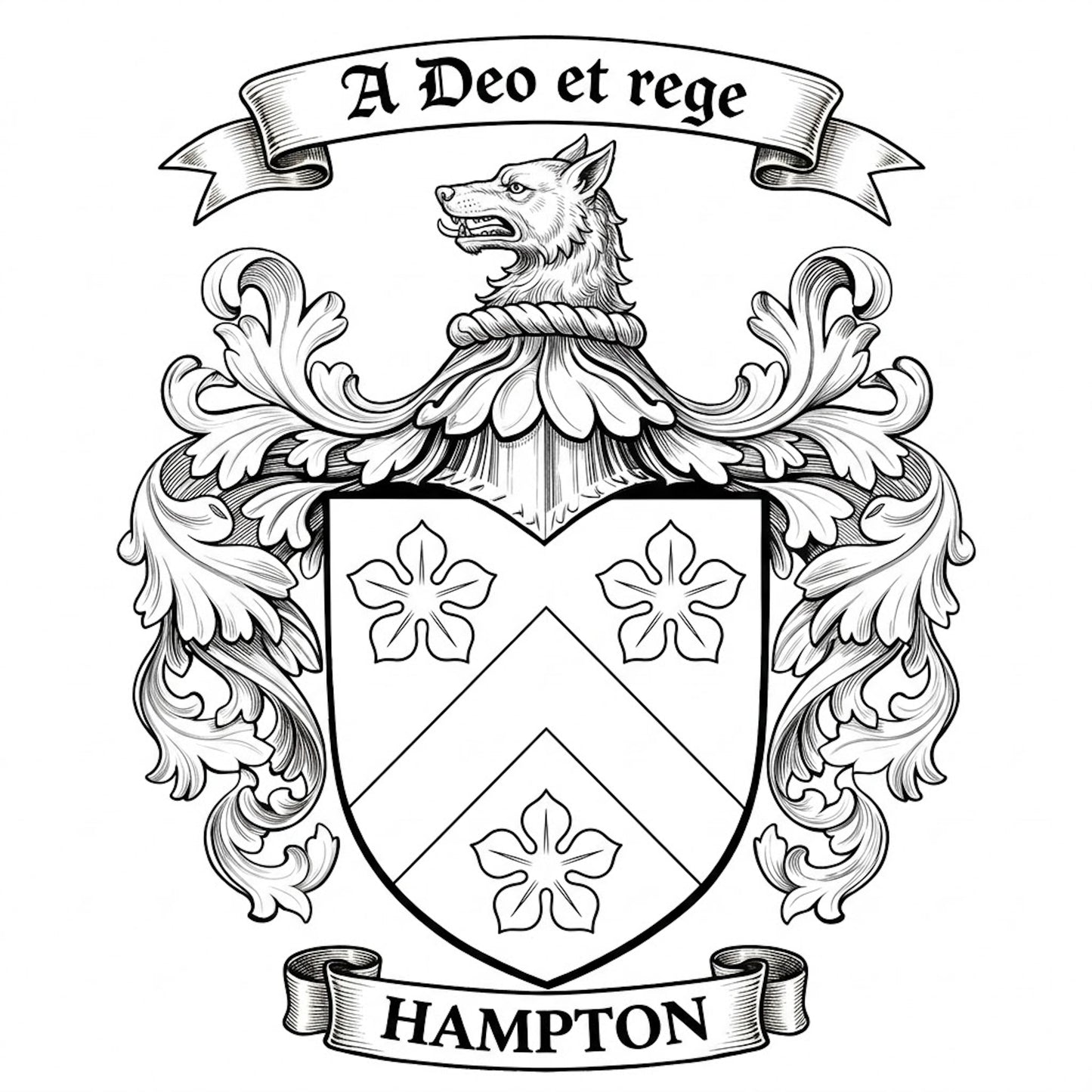 The Hampton Family Coat of Arms digital download: Includes Color PNG, B&W PNG, and SVG vector files