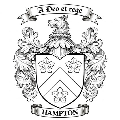The Hampton Family Coat of Arms digital download: Includes Color PNG, B&W PNG, and SVG vector files