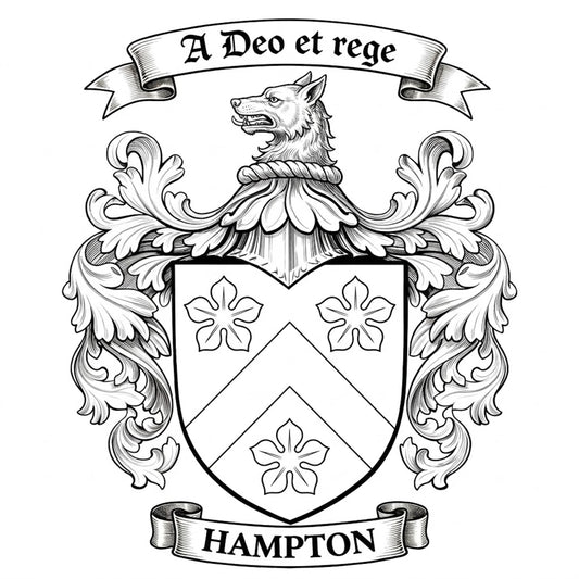 The Hampton Family Coat of Arms digital download: Includes Color PNG, B&W PNG, and SVG vector files