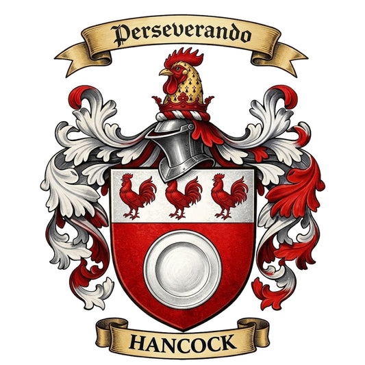 The Hancock Family Coat of Arms digital download: Includes Color PNG, B&W PNG, and SVG vector files