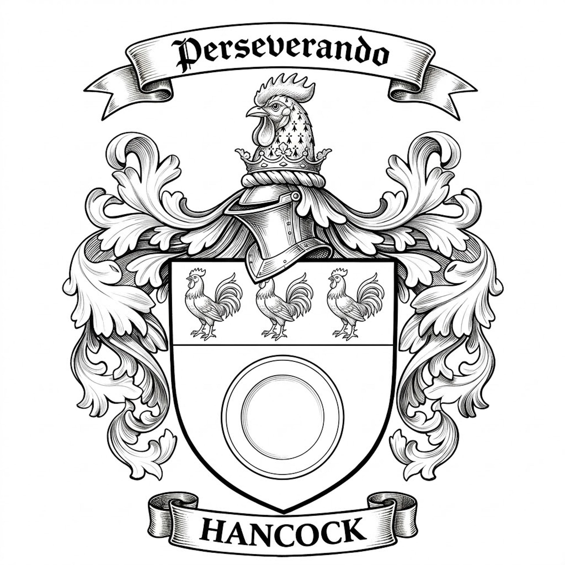 The Hancock Family Coat of Arms digital download: Includes Color PNG, B&W PNG, and SVG vector files