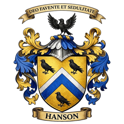 The Hanson Family Coat of Arms digital download: Includes Color PNG, B&W PNG, and SVG vector files