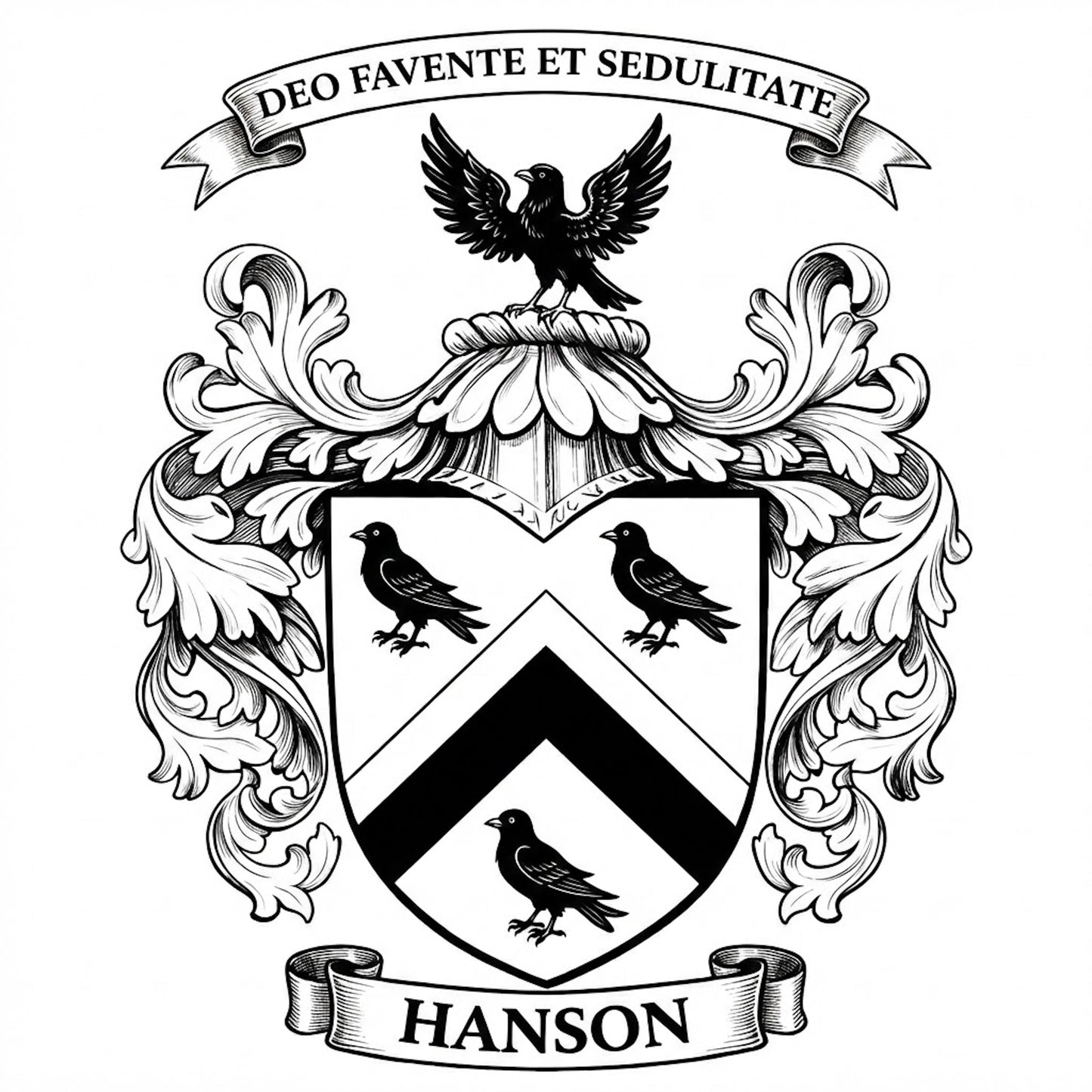 The Hanson Family Coat of Arms digital download: Includes Color PNG, B&W PNG, and SVG vector files