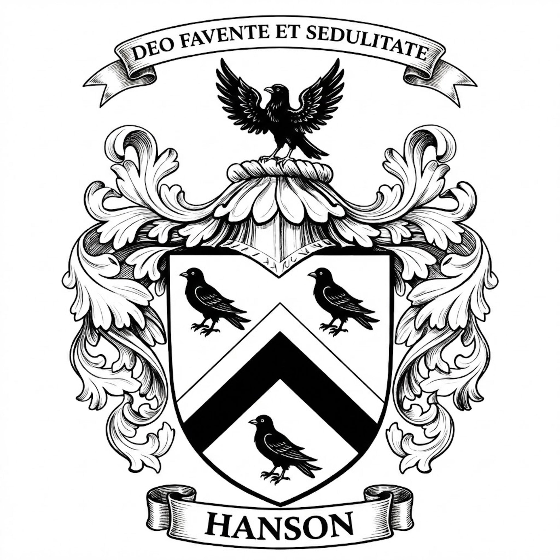 The Hanson Family Coat of Arms digital download: Includes Color PNG, B&W PNG, and SVG vector files