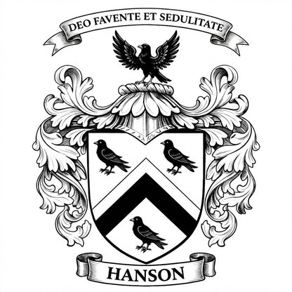 The Hanson Family Coat of Arms digital download: Includes Color PNG, B&W PNG, and SVG vector files