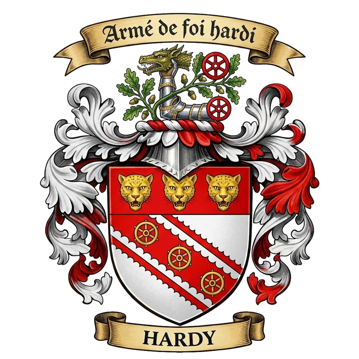 The Hardy Family Coat of Arms digital download: Includes Color PNG, B&W PNG, and SVG vector files