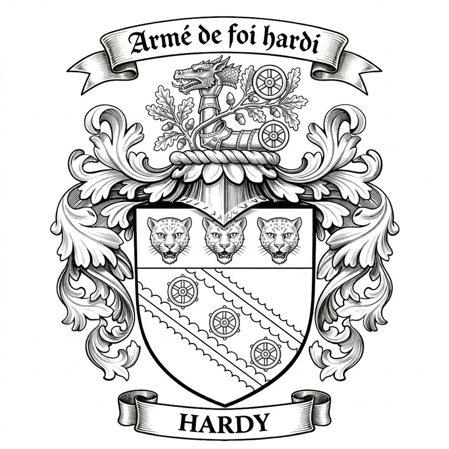 The Hardy Family Coat of Arms digital download: Includes Color PNG, B&W PNG, and SVG vector files