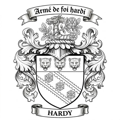 The Hardy Family Coat of Arms digital download: Includes Color PNG, B&W PNG, and SVG vector files