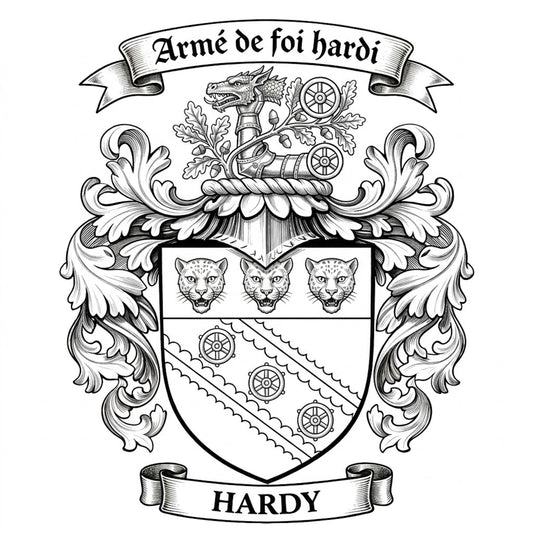 The Hardy Family Coat of Arms digital download: Includes Color PNG, B&W PNG, and SVG vector files