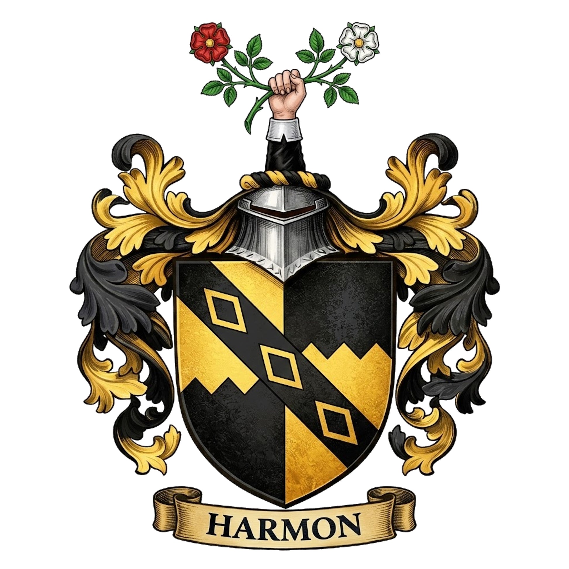 The Harmon Family Coat of Arms digital download: Includes Color PNG, B&W PNG, and SVG vector files