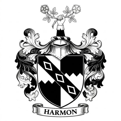 The Harmon Family Coat of Arms digital download: Includes Color PNG, B&W PNG, and SVG vector files