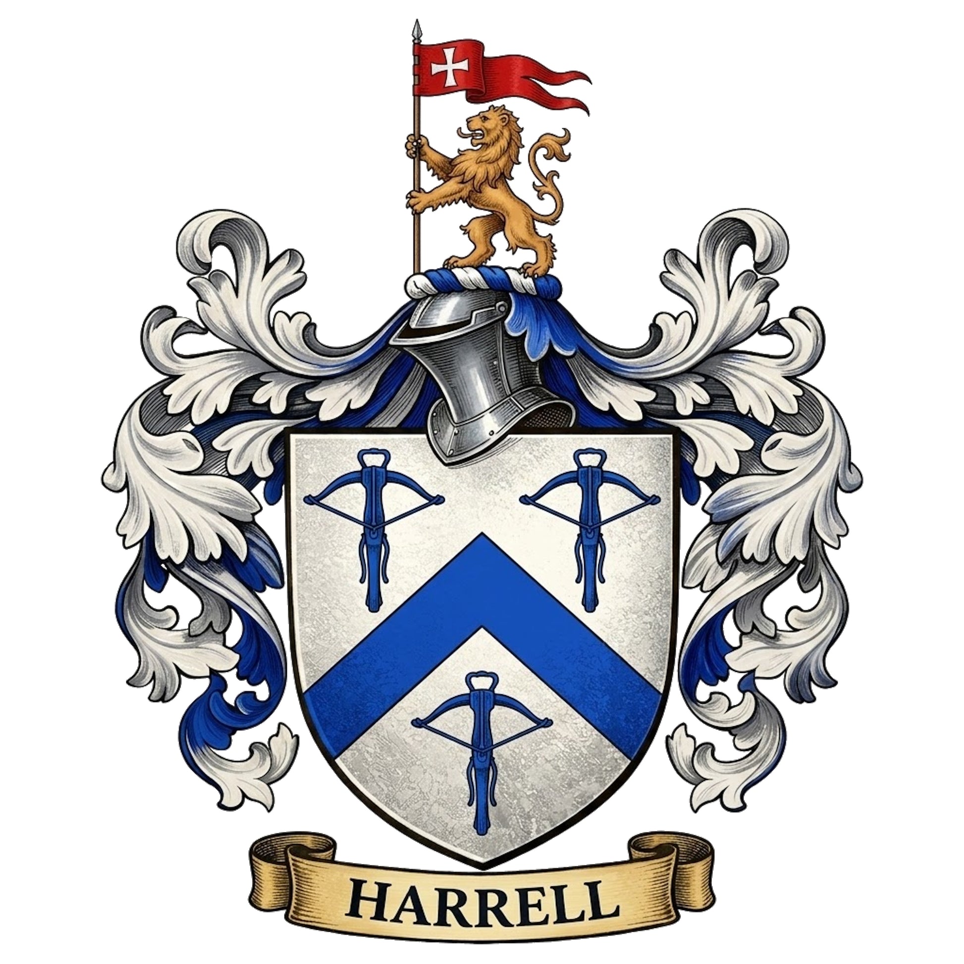 The Harrell Family Coat of Arms digital download: Includes Color PNG, B&W PNG, and SVG vector files
