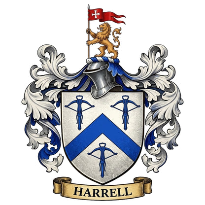 The Harrell Family Coat of Arms digital download: Includes Color PNG, B&W PNG, and SVG vector files