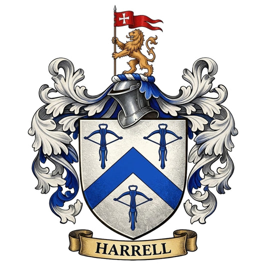 The Harrell Family Coat of Arms digital download: Includes Color PNG, B&W PNG, and SVG vector files