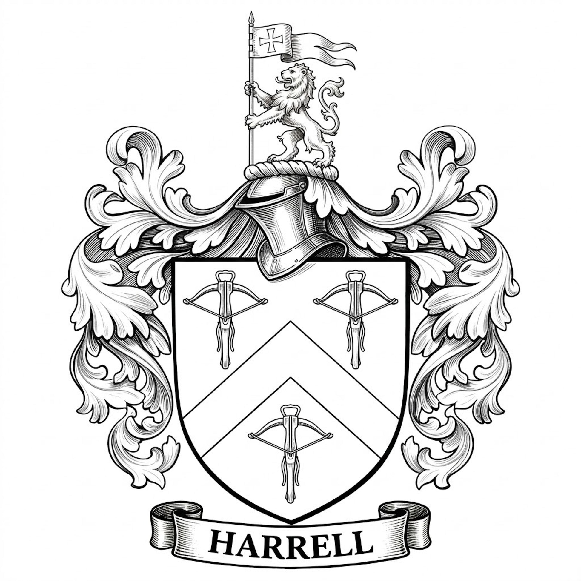The Harrell Family Coat of Arms digital download: Includes Color PNG, B&W PNG, and SVG vector files