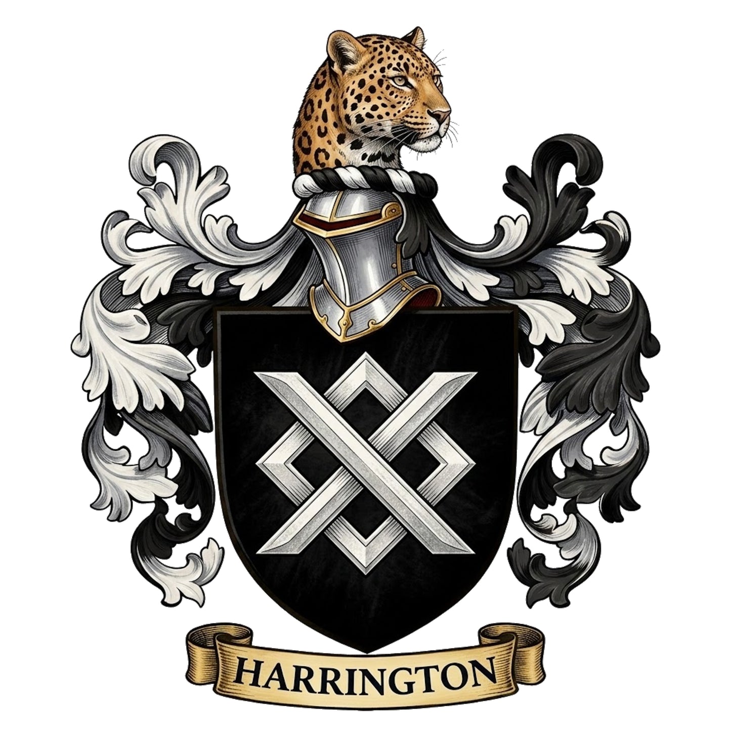 The Harrington Family Coat of Arms digital download: Includes Color PNG, B&W PNG, and SVG vector files