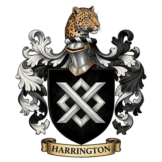 The Harrington Family Coat of Arms digital download: Includes Color PNG, B&W PNG, and SVG vector files