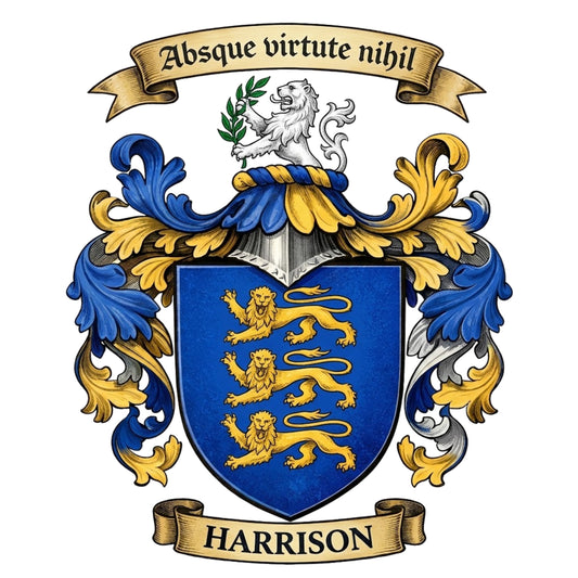 The Harrison Family Coat of Arms digital download: Includes Color PNG, B&W PNG, and SVG vector files