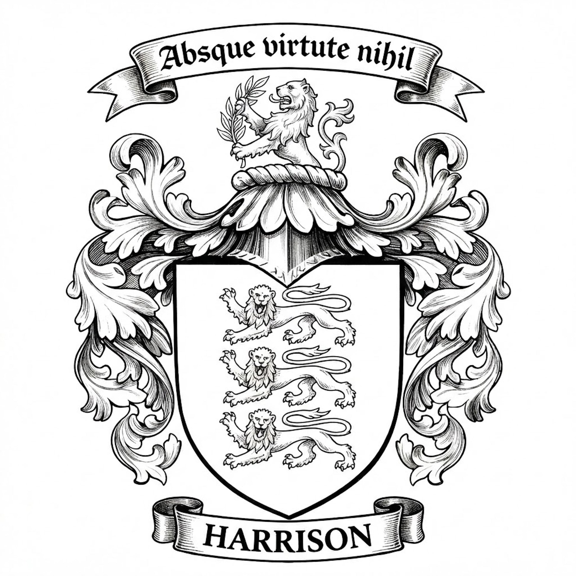 The Harrison Family Coat of Arms digital download: Includes Color PNG, B&W PNG, and SVG vector files