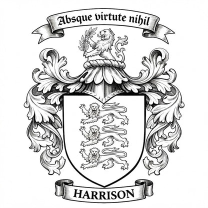 The Harrison Family Coat of Arms digital download: Includes Color PNG, B&W PNG, and SVG vector files