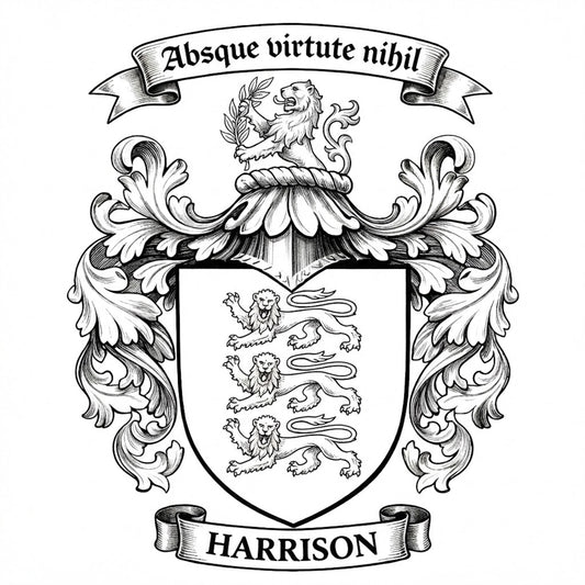 The Harrison Family Coat of Arms digital download: Includes Color PNG, B&W PNG, and SVG vector files