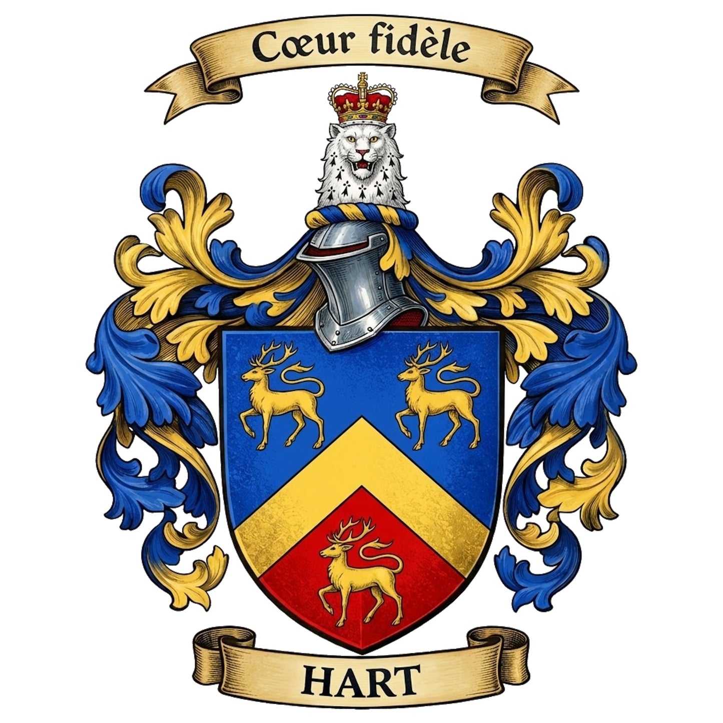The Hart Family Coat of Arms digital download: Includes Color PNG, B&W PNG, and SVG vector files