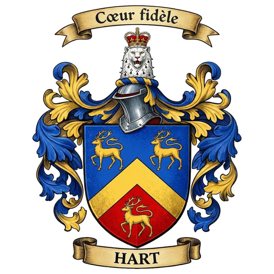 The Hart Family Coat of Arms digital download: Includes Color PNG, B&W PNG, and SVG vector files