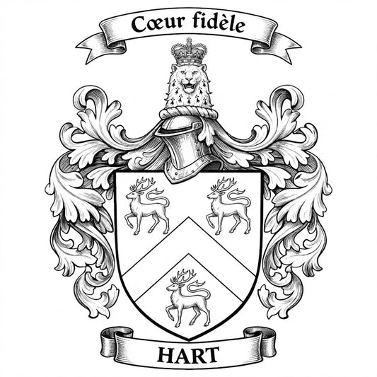 The Hart Family Coat of Arms digital download: Includes Color PNG, B&W PNG, and SVG vector files